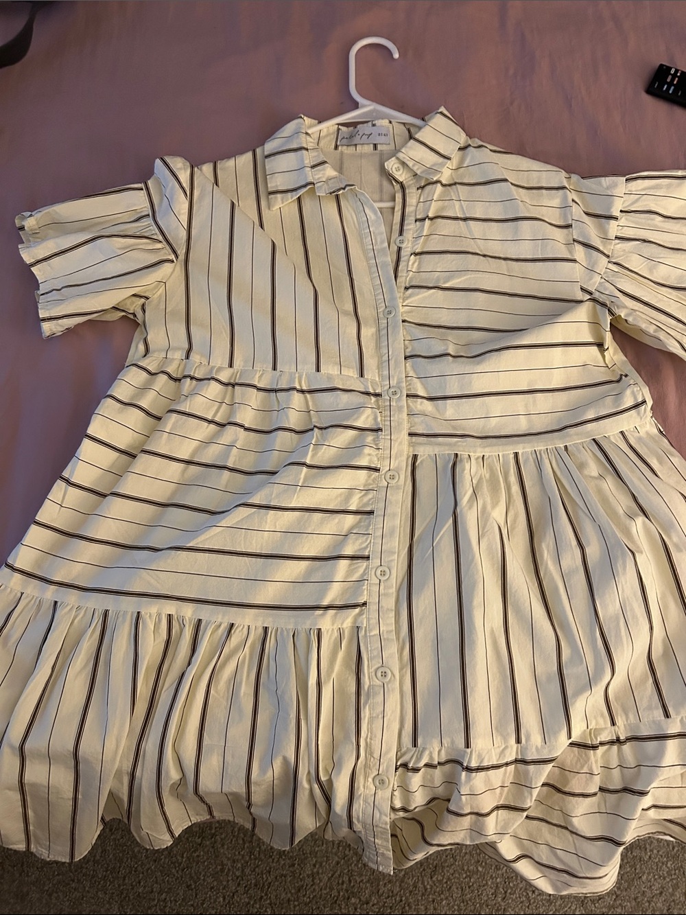 Petal & Pup White Striped Button-Front Tiered Top